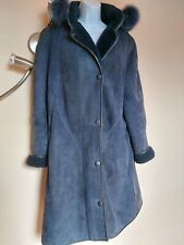 Manteau croûte de cuir bleu marine Taille 42