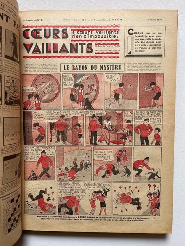 Reliure coeurs vaillants - vaillants, 1937