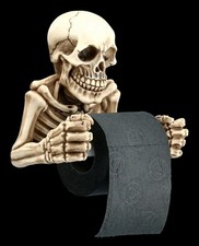 Porte-papier toilette - squelette figurine décorative porte-rouleau de toilette crâne crâne