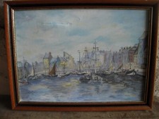 HUILE SUR TOILE " MARINE" PORT D'HONFLEUR