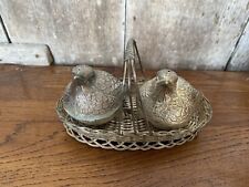 Service De Table Sel & Poivre Forme Oiseau Métal Chromé Vintage #B701