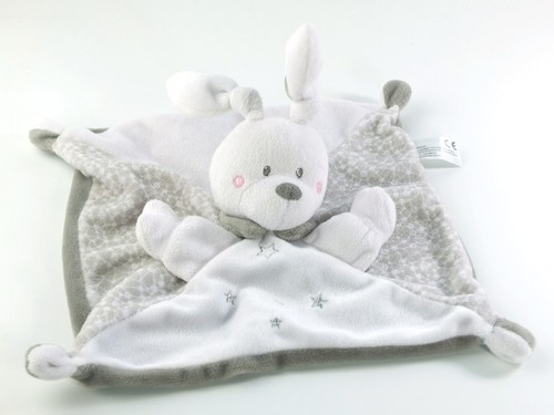 Doudou plat lapin blanc - , gris