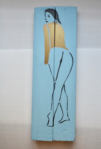 Tableau pochoir sur bois - sur,