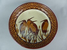 GRAND PLAT AU DECOR ECHASSIERS CERAMIQUE EMAUX KERALOUVE STYLE ART DECO 515-1