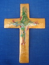 V47 Grande Croix Emaux Cuivre 17.5cm Limoges Religion collection emaillé