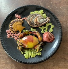 Assiette Trompe L’oeil Decor Crustacés Barbotine