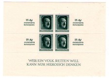 Bloc de 4 timbres allemand reich A. Hitler  25 Rpf. einschlieBlich gomme** LUXE 