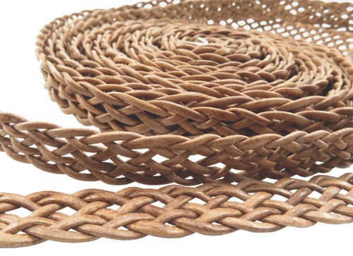 Corde cuir tressée plate - tressée, |
