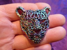 Pendentif panthère en laiton Doré bleu et rose 5 cm N° 2536