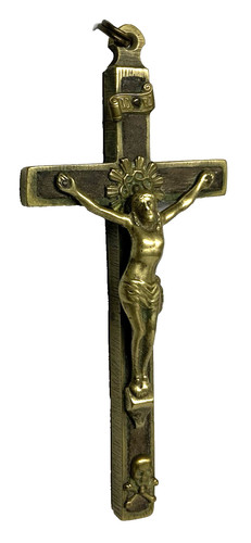 Ancien crucifix croix laiton - crucifix,