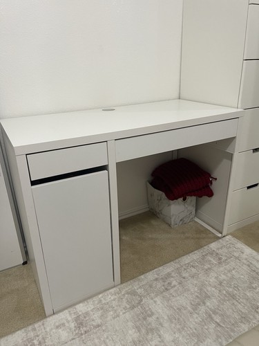 White computer desk - computer,