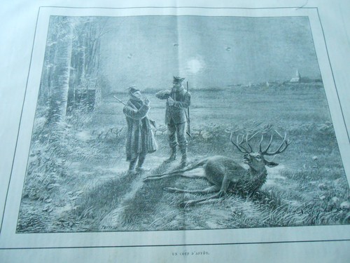 Gravure 1889 chasse un - 1889,