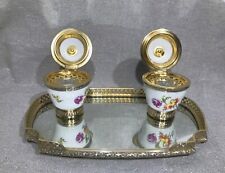 Encrier double en vermeil et porcelaine A.RISLER & CARRE PARIS XIXème siècle