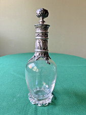 Ancienne Petite Carafe en étain et cristal Néo Renaissance XIXème