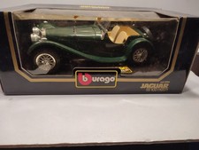 VOITURE BURAGO 1/18 -  JAGUAR SS100 1937 VERT - EN METAL - AVEC BOITE BEL ETAT