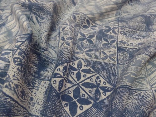 Tissu lin viscose bleu - tissu, bleu,
