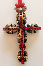 Pendentif, bijoux, grande croix en strass de verre.