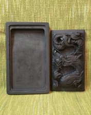 Pierre à encre calligraphie japonaise vintage Akama Suzuri couvercle 22,3×13,...