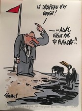 TIGNOUS dessin humoristique affiche  originale signée et dédicacée.