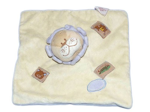 Doudou plat lion jaune mauve - doudou,