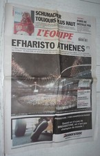 L'EQUIPE 30 OCTOBRE 2004 JEUX OLYMPIQUES ATHENES SCHUMACHER F1 CHAMPION MONDE 7