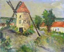 Roland DUBUC : Moulin de la Gironde, Huile sur toile signée