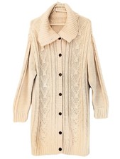 Manteau long femme vintage en laine blanche