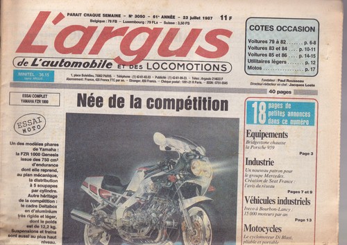 Argus 3050 yam fzr 1000 - n°3050,