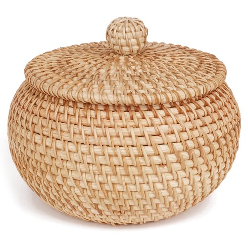 Panier rond rotin - 1x(panier,