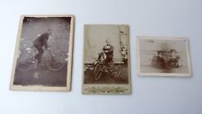 lot 3 photos rare ancienne velo tricycle attelage jouet enfant