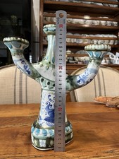 Vallauris bougeoir à 3 branches  style CAPRON signé au cul 30 cm L'HEC+ B.0.3