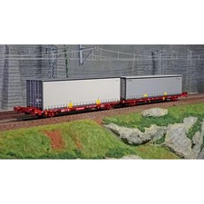 SUDEXPRESS SUTF61717 WAGON PORTE CONTENEURS TRANSFESA + 2 CONTENEURS NEUF BO