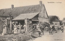 Epeautrolles - la Forge, attelage cheval, rouleau agricole - assez rare