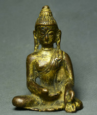 7CM Old Tibet Bronze Gilt Buddhism Shakyamuni Sakyamuni Amitabha Buddha Statue