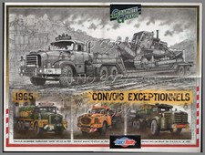 POSTER CAMION RéTRO BERLIET TBO 1965 / CATERPILLAR D9 / SCAMMELL / ANTAR 56X42cm