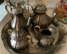 Service À Thé Café RIBATTUTO À LA MAIN En Argent Massif Vintage