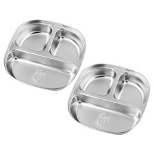 2 Pcs Assiette Inox Assiete D'enfants Plaques De Contrôle Des Portions