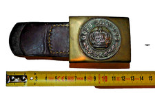 BOUCLE CEINTURON ALLEMAGNE PRUSSE modèle 1895 + patte cuir / W.W.1 / PAS COPIE !