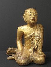 Moine Sariputra en Bois, Birmanie