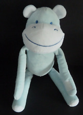 G1/1. Doudou peluche TOM & KIDDY HIPPOPOTAME bleu blanc scratch 36cm ETAT NEUF *
