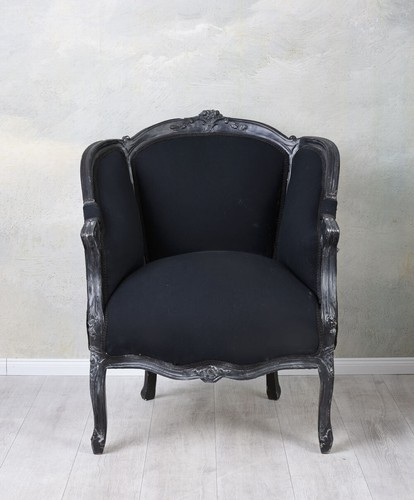 Fauteuil rokoko chaise noir - fauteuil,