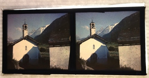 Autochrome devant église - autochrome,