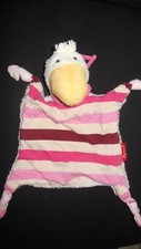 doudou plat canard oiseau rayé rose blanc SIGIKID