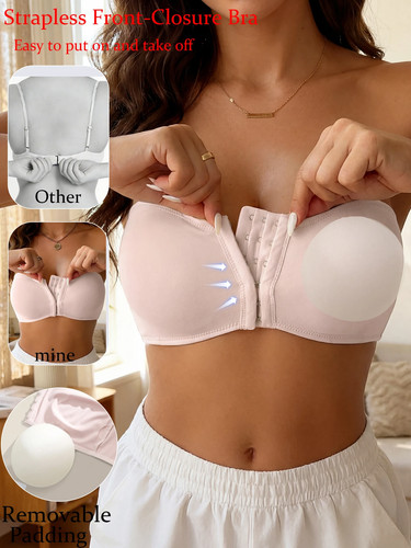 Ladies strapless front - front, closure