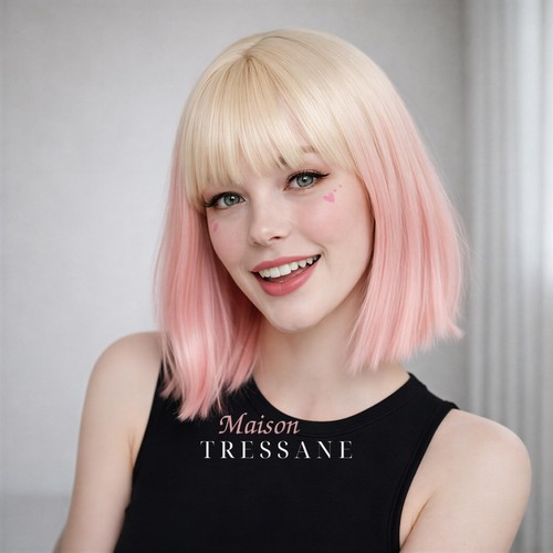 Perruque femme blond rose - rose, bob