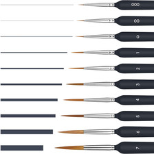 10 Pièces Détail Pinceau Fin Aquarelle Acrylique Maquette Modélisme d'Art Ongles