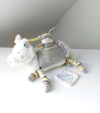 Peluche/Doudou Oko Chien Blanc Gris Lapin Les Petits Dodos  30cm - Moulin Roty