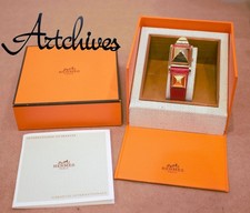 Montre-bracelet Hermes Medor à pointes ME1.201 bracelet rouge en cuir avec...