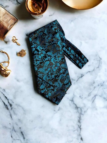 Cravate ascot soie bleue - cravate,