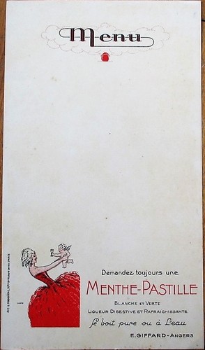 Menu french 1920s - french,